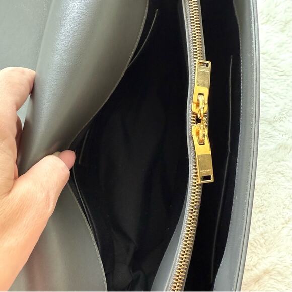 SAINT LAURENT Calfskin Crocodile Embossed Medium Moujik Top Handle Authentic - Picture 8 of 16